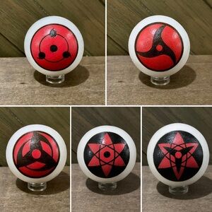 Naruto Dojutsu Anime Wooden Eyeballs Lot of 5